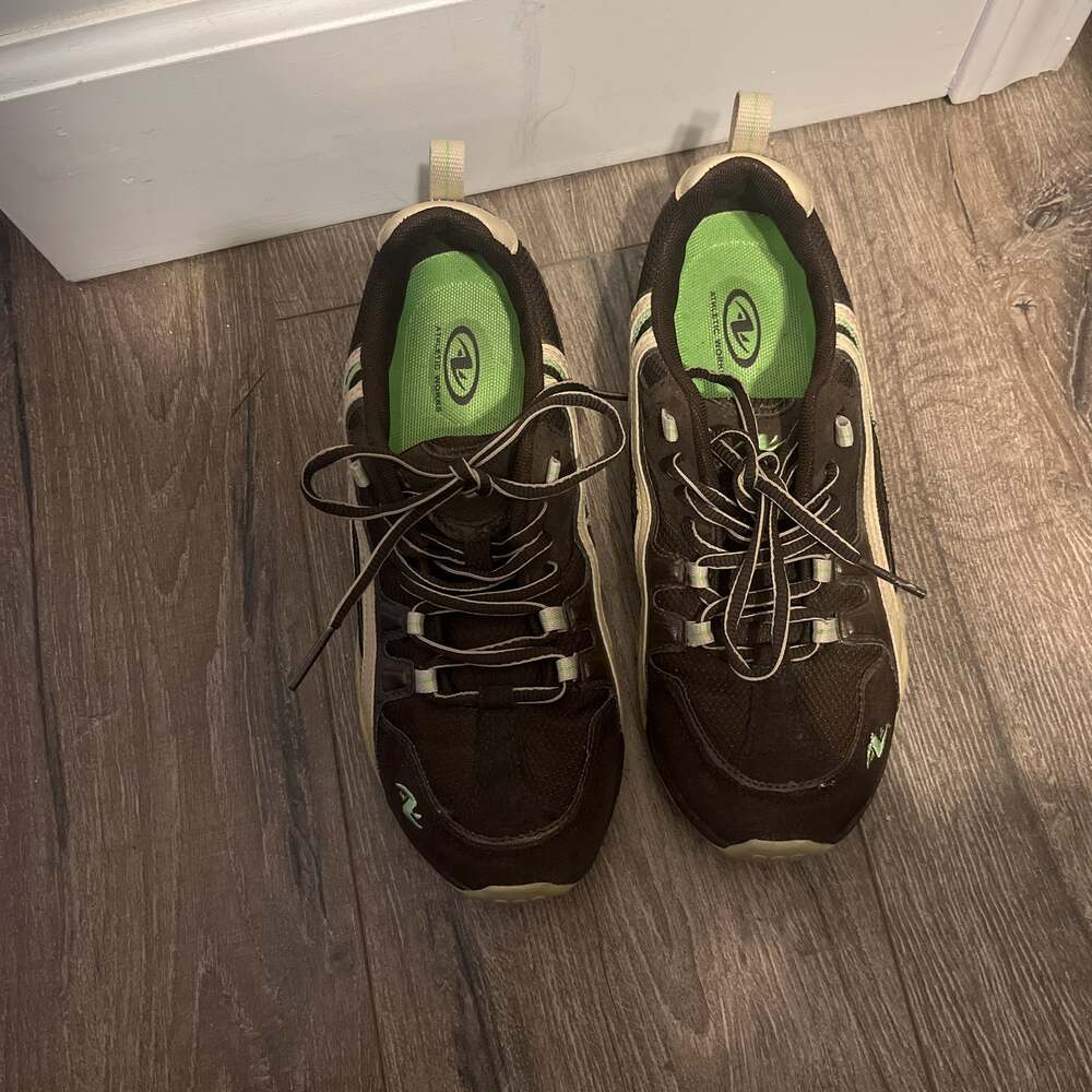 Athletic Works Sneakers Women's Size 8.5 Tracy Brown Green Suede Leather